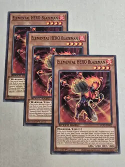 Yugioh 3x Common Elemental Hero Blazeman SGX2-ENA11 NM - Image 1