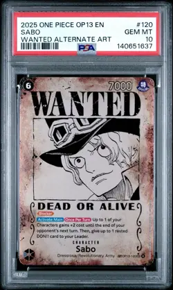 Sabo Wanted Poster OP13-120 SEC Special Rare One Piece English - PSA 10 - Image 1