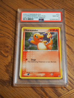 Pokemon 2004 Fire Red Leaf Green Charmander reverse foil card, PSA 8 - Image 1