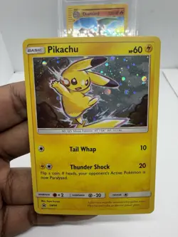 2017 Pokemon TCG Sun & Moon Black Star Promo SM98 Pikachu Cosmos Holo Card - Image 2