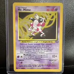 Pokemon Mr. Mime Jungle Holo Rare 6/64 Unlimited 40 HP TCG Card English 1999 - Image 1