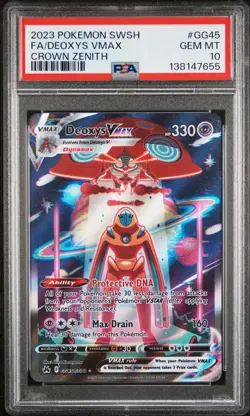 2023 Pokemon SWSH Crown Zenith Deoxys VMAX Full Art GG45 PSA 10 - Image 1
