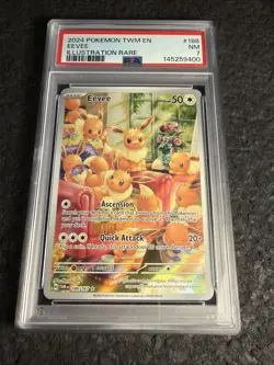 Pokemon Eevee 2024 Illustration Rare Holo Twilight Masquerade 188/167 PSA 7 - Image 1
