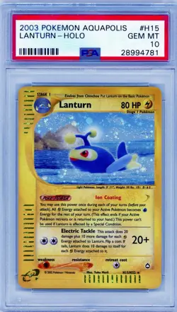 2003 Pokemon Aquapolis Lanturn Holo #H15 PSA 10 Gem Mint - Image 1