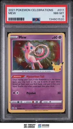 2021 Pokemon Celebrations 25th Anniversary Holo Mew PSA 8 #011/025 - Image 1