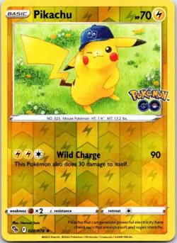 Pikachu (28) Reverse Holo Holo Rare Pokemon GO 028/078 LP - Image 1