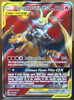 Pokemon TCG 🔥 Charizard & Braixen GX (Full Art) 212/236 Sm-Cosmic Eclipse Holo - Image 1