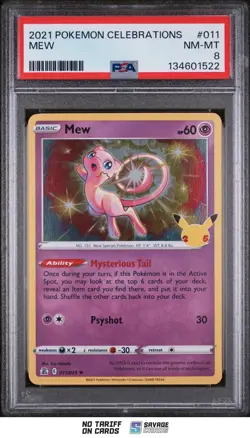 2021 Pokemon Celebrations 25th Anniversary Holo Mew PSA 8 #011/025 - Image 1