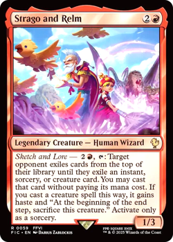 MTG Strago and Relm 59 Rare Surge Foil Final Fantasy Commander - Image 1