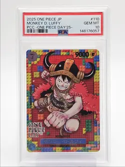 MONKEY D. LUFFY 2025 ONE PIECE JAPANESE PIECE DAY PREMIUM A P-110 PSA 10 Q6095 - Image 1