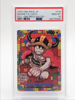 MONKEY D. LUFFY 2025 ONE PIECE JAPANESE PIECE DAY PREMIUM D P-110 PSA 10 Q6095 - Image 1
