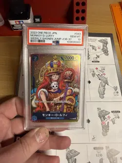 Bandai One Piece CCG Monkey D. Luffy Weekly Shonen Jump #36-37 Promo Foil PSA 10 - Image 1