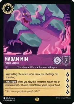 Madam Mim - Purple Dragon 47/204 Rise of the Floodborn Non-Foil Disney Lorcana - Image 1