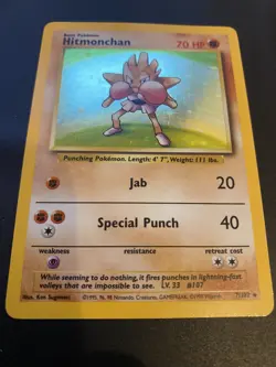Hitmonchan 7/102 Holo Rare Base Set Unlimited Pokemon 770 - Image 2