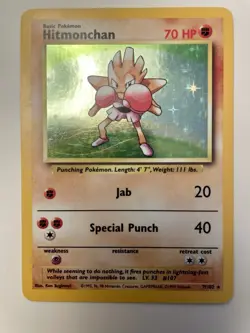 Pokemon TCG Hitmonchan Base Set, Holo Unlimited Rare Card 7/102 - Image 1
