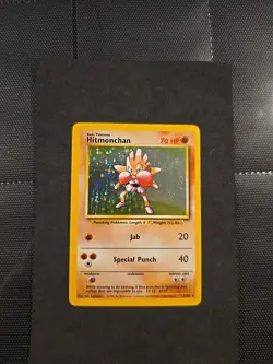 Pokemon TCG Hitmonchan Unlimited Rare Holo Card Base Set 7/102 - Image 1