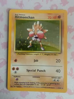 Pokemon TCG Hitmonchan Base Set, Holo Unlimited Rare Card 7/102 - Image 1