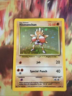 Pokemon TCG Hitmonchan Base Set 7/102 Holo Unlimited Holo Rare HP - Image 1