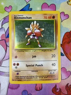 Hitmonchan 7/102 (HP) Holo Rare Base Set Unlimited 1996 WOTC Pokemon Card - Image 1