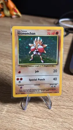 Pokemon TCG Hitmonchan Base Set 7/102 Holo Unlimited Holo Rare - Image 1