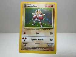 Pokemon TCG Hitmonchan Base Set Holo Unlimited Rare Card 7/102 LP - Image 1
