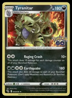 Tyranitar 043/078 Holo Pokemon Go TCG trading card - Image 1