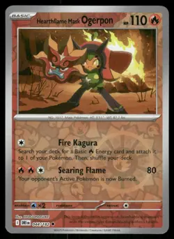 Hearthflame Mask Ogerpon 044/182 Reverse Holo Destined Rivals Pokemon TCG card - Image 1