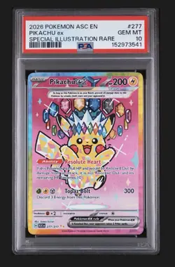 2026 POKEMON ASCENDED HEROES SPECIAL ILLUSTRATION RARE #277 PIKACHU EX PSA 10 - Image 1