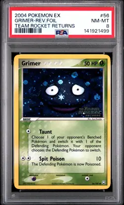 2004 POKEMON EX TEAM ROCKET RETURNS #56 GRIMER-REVERSE FOIL PSA 8 - Image 1