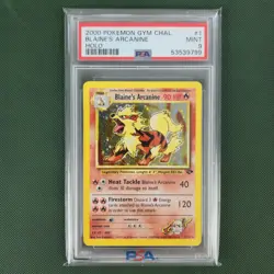 PSA 9 Blaine's Arcanine 1/132 Gym Challenge Unlimited Holo Nintendo Pokemon Card - Image 1