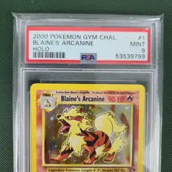 PSA 9 Blaine's Arcanine 1/132 Gym Challenge Unlimited Holo Nintendo Pokemon Card - Image 4
