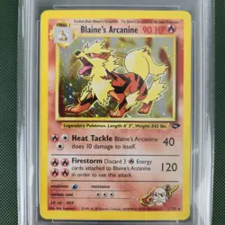 PSA 9 Blaine's Arcanine 1/132 Gym Challenge Unlimited Holo Nintendo Pokemon Card - Image 5