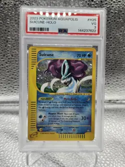 Suicune H25/H32 Holo Rare Aquapolis e-Reader 2002 Pokemon Card Psa 3 - Image 1