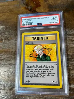 POKEMON 2000 Gym Heroes Trainer LT. SURGE 1st Edition #101 PSA 8 RARE - Image 1