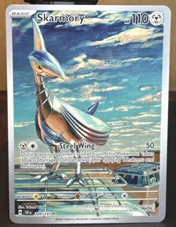 Pokemon TCG Skarmory 209/191 Sv08: Surging Sparks Illustration Rare Holo Card - Image 1