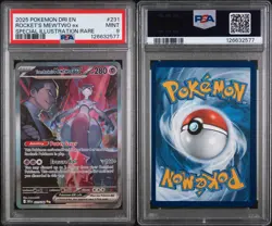 2025 POKEMON DRI EN-DESTINED RIVALS #231 ROCKET'S MEWTWO EX SIR PSA 9. - Image 3