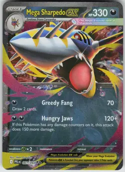 Pokemon Mega Sharpedo ex - 061/094 ME02: Phantasmal Flames Double Rare NM - Image 1