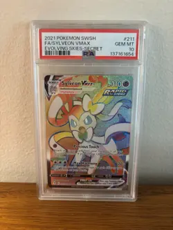 Pokemon Sylveon VMAX Secret Rare 211/203 Evolving Skies Holo PSA 10 - Image 1
