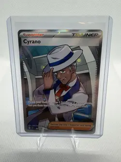 Cyrano 230/191 SV08: Surging Sparks Ultra Rare Full Art Trainer Holo Pokemon TCG - Image 1