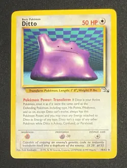 Ditto 18/62 Regular Rare Fossil Unlimited 1999 Vintage Pokemon TCG - Image 1