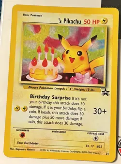 2000 Pokemon Black Star Promo Happy Birthday Pikachu #24 - Image 1