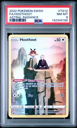 2022 POKEMON SWORD & SHIELD ASTRAL RADIANCE #TG12 FULL ART/HOOTHOOT PSA 8 - Image 1