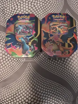 Mega Charizard X & Y Ex Tins Set of 2 Factory Sealed Pokemon TCG - Image 1