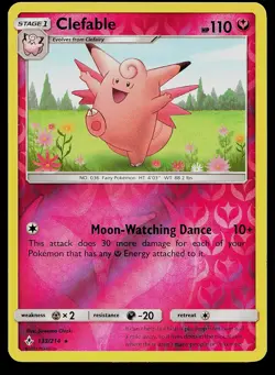 Pokemon Card Unbroken Bonds Clefable 133/214 Rare Reverse Holo - Image 1