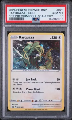 2024 POKEMON SWSH CROWN ZENITH PREMIUM COLLECTION #029 RAYQUAZA-HOLO PSA 10 - Image 1