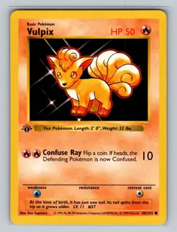 Vulpix Common Base Set (Shadowless) Pokemon Trading Card Game 068/102 NM - Image 1
