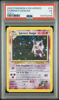 2000 POKEMON GYM HEROES HOLO #14 SABRINA'S GENGAR PSA 5 - Image 1
