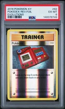 2016 POKEMON XY EVOLUTIONS #82 POKEDEX-REVERSE FOIL PSA 6 - Image 1