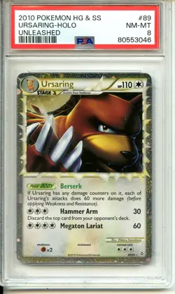 2010 TCG POKEMON HG & SS URSARING PRIME UNLEASHED #89 PSA 8 NM-MT HOLO - Image 1