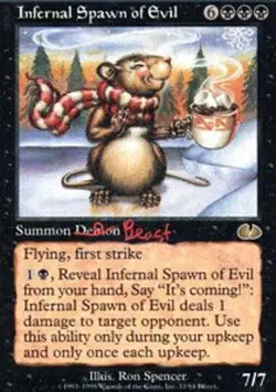 Moderate Play, English MTG Regular Infernal Spawn of Evil Unglued Magic the Gath - Image 1